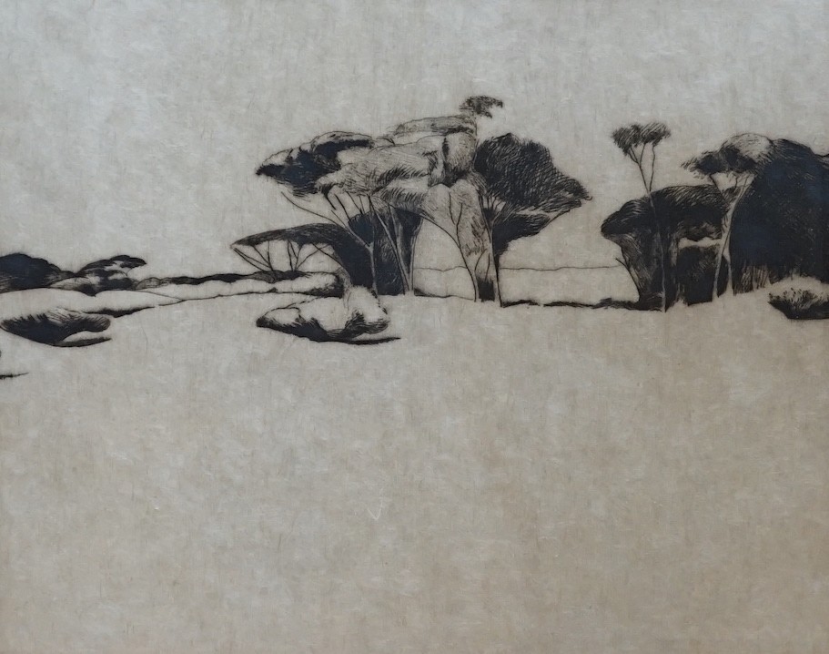 Kevin Pearsh (b. 1951), three drypoint etchings with aquatint, 'West Australia', 'Australian Landscape' and 'Distant Landscape', signed in pencil and dated c.1979, 27 x 35cm